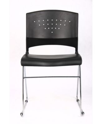 Black Stack Chair With Chrome Frame, set of 2