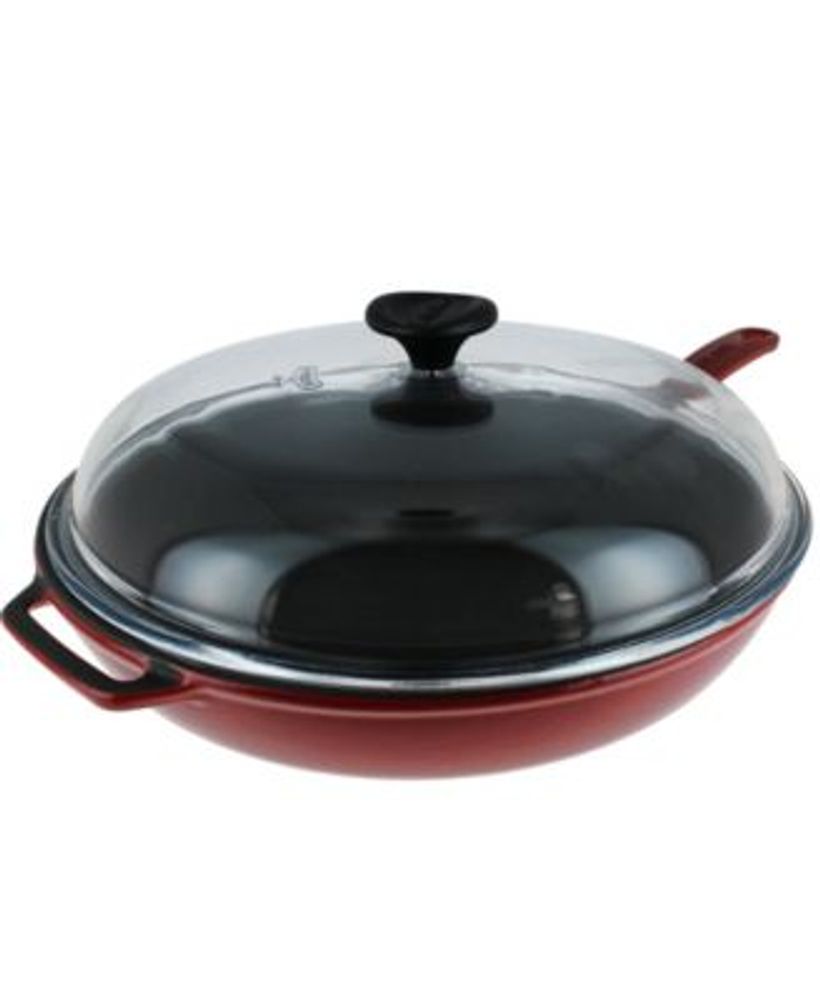 Chasseur French Round Enameled Cast Iron 10 Grill Pan - Red