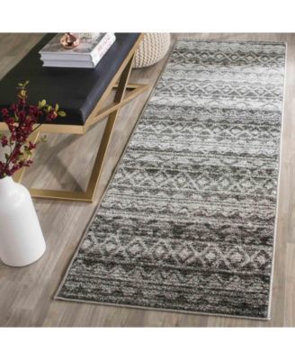 Adirondack Ivory and Charcoal 2'6" x 10' Runner Area Rug