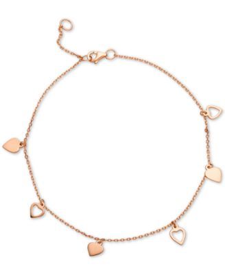 Heart Charm Ankle Bracelet in 18k Rose Gold-Plated Sterling Silver, Created for Macy's