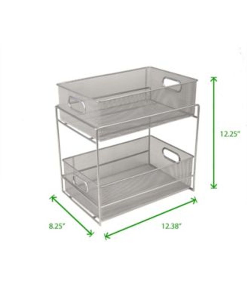 2 Tier Metal Mesh Storage Baskets Organizer, Home, Office, Kitchen, Bathroom