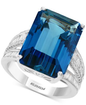 EFFY® Blue Topaz (13-1/3 ct. t.w.) & Diamond (3/8 ct. t.w.) in 14k White Gold