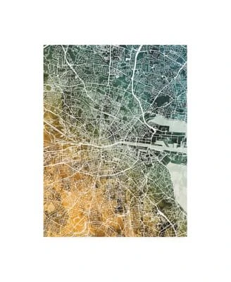 Michael Tompsett Dublin Ireland City Map Teal Orange Canvas Art