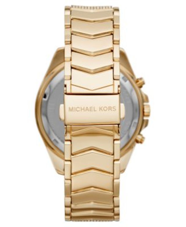 Michael Kors Women's Chronograph Whitney Gold-Tone Stainless Steel Pave  Bracelet Watch 45mm | Plaza Las Americas