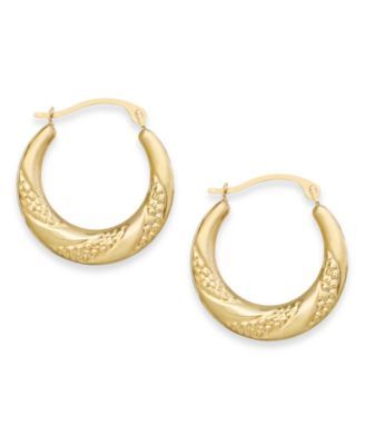 Swirl Hoop Earrings in 10k Gold 