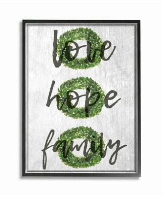 Love Hope Family Boxwood Wreath Framed Giclee Art