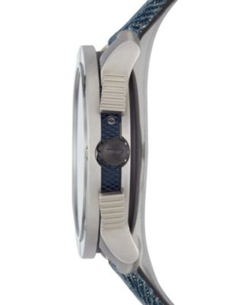 Tech Men's Axial Denim Blue Fabric Strap Touchscreen Smart Watch 48mm, Powered by Wear OS by Google™