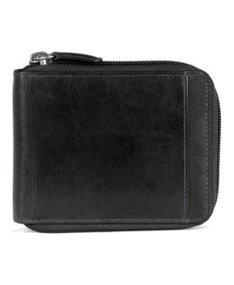 Casablanca Collection Men's RFID Secure Center Zippered Wallet with Removable Passcase