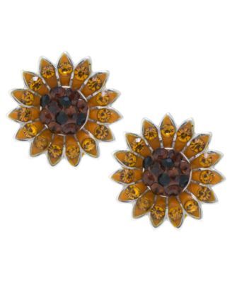 Sunflower Stud Earrings In Sterling Silver