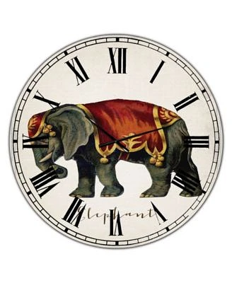 Circus Animals Elephant Large Cottage Wall Clock