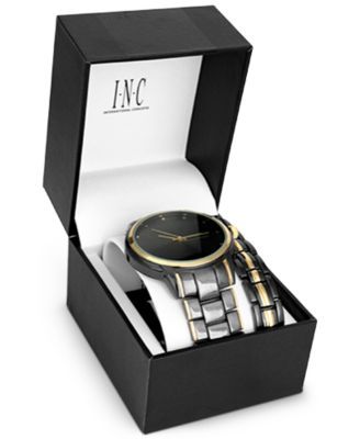 Men's Two-Tone Bracelet Watch 36mm Gift Set, Created for Macy's 