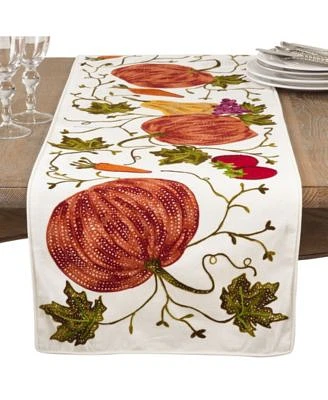 Embroidered Pumpkin Harvest Design Cotton Table Runner