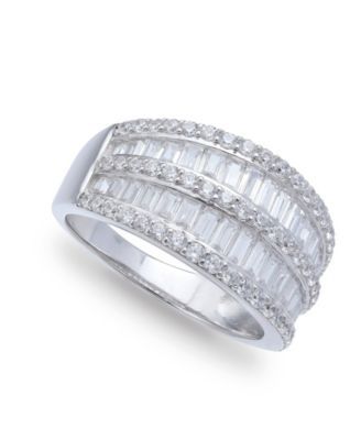 Cubic Zirconia Pave Baguette Ring (2-1/8 ct.t.w) Sterling Silver