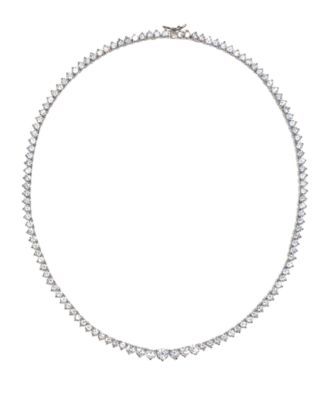 Cubic Zirconia Graduated Tennis 16" Collar Necklace in Sterling Silver