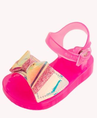 Baby Girls Jelly Sandal with Iridescent Bow Detail