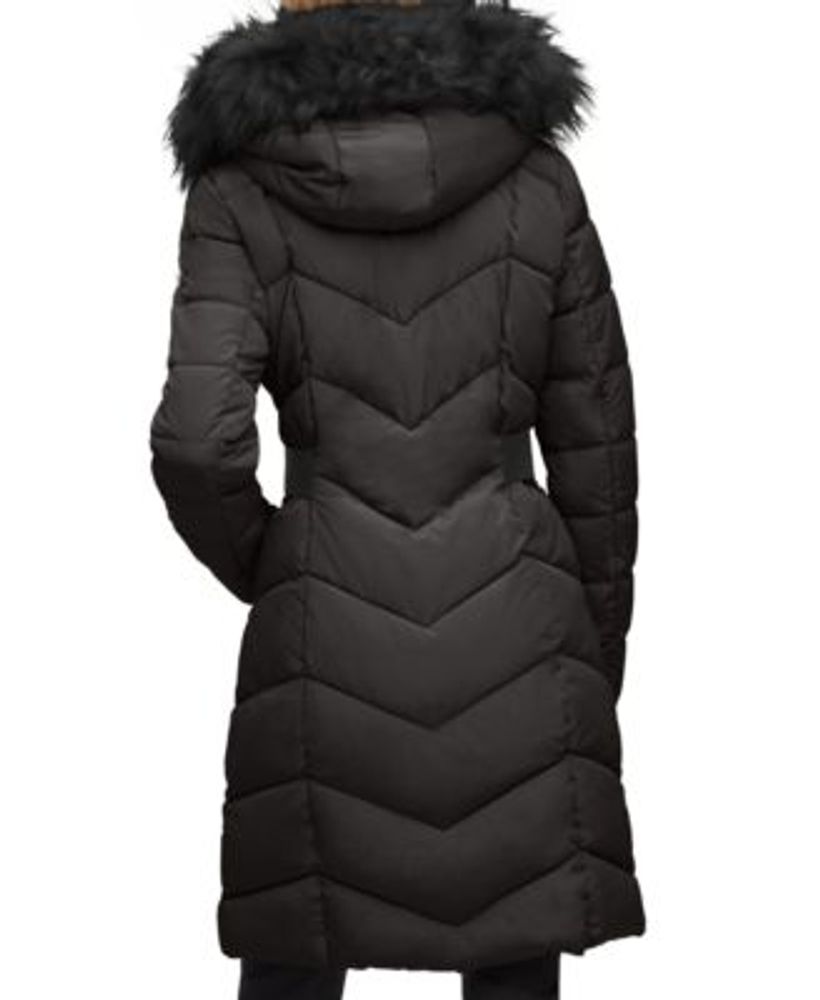 Women's Faux-Fur-Trim Hooded Puffer Coat, Created for Macy's