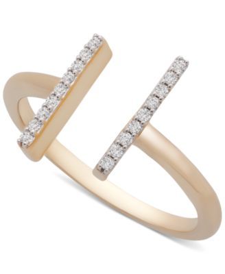 Diamond Bar Cuff Ring (1/10 ct. t.w.) in 14k Gold, Created for Macy's