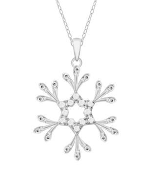 Diamond Snowflake Pendant Necklace (1/10 ct. t.w.) In Sterling Silver