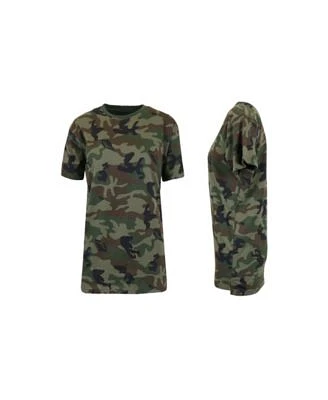 Women's Loose Fit Short Sleeve Crew Neck Camo Printed Tee