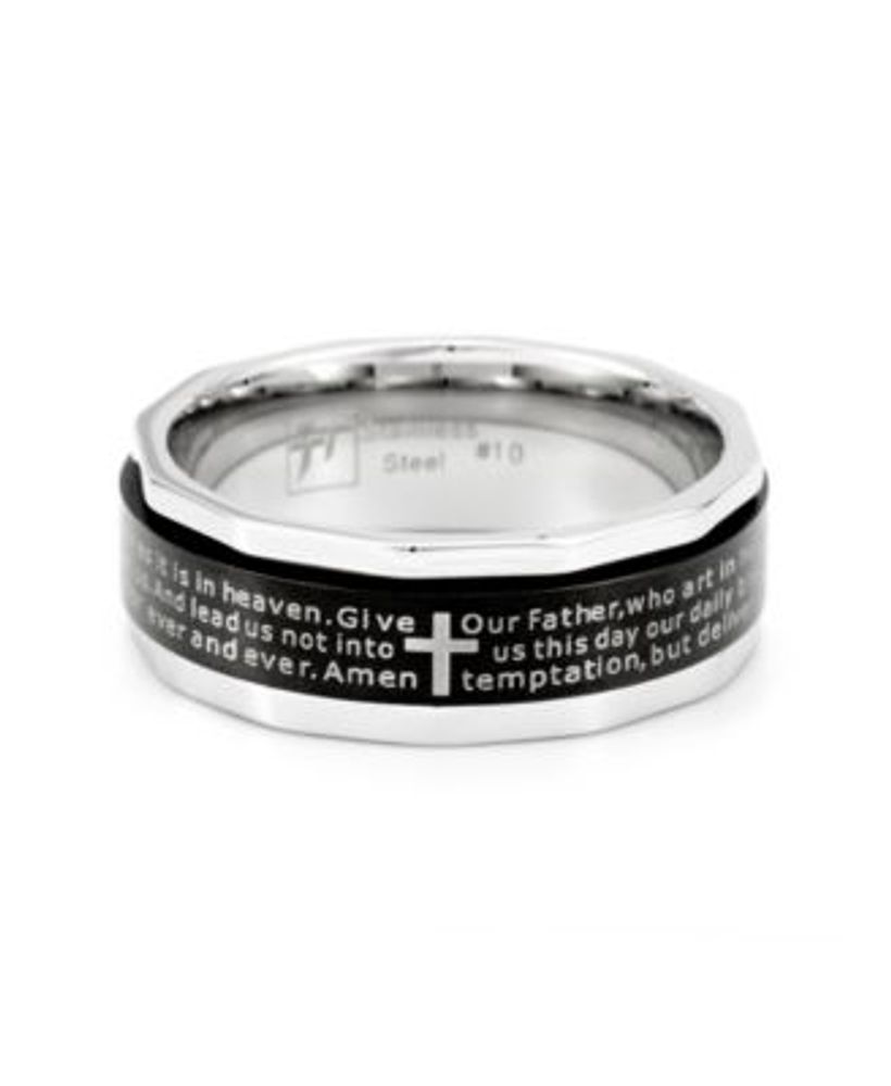 Men's Stainless Steel Lord's Prayer Spinner Ring