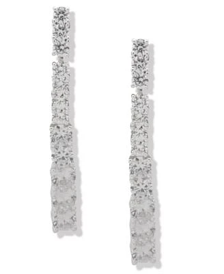 Silver-Tone Graduated Crystal Linear Drop Earrings