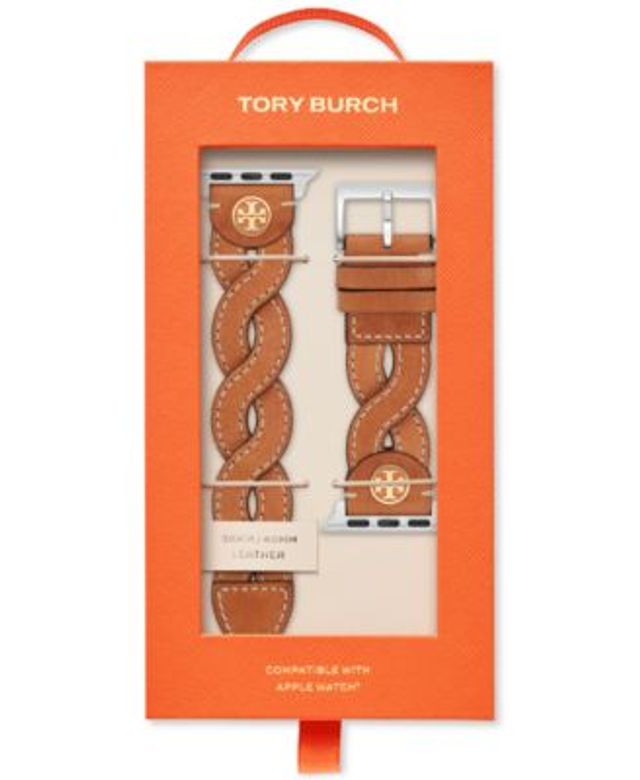 Tory Burch Braided Leather Apple Watch Band in Ivory, 38-41mm