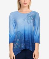 Petite Size Bryce Canyon Ombre Paisley Embroidered Top