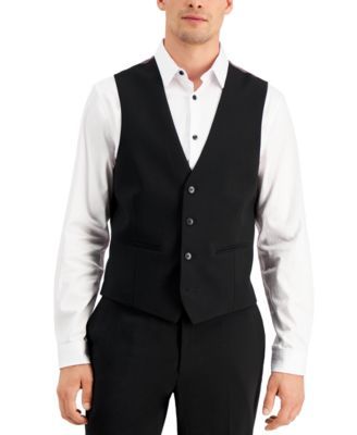 Men's Slim-Fit Black Solid Suit Vest, Created for Macy's 