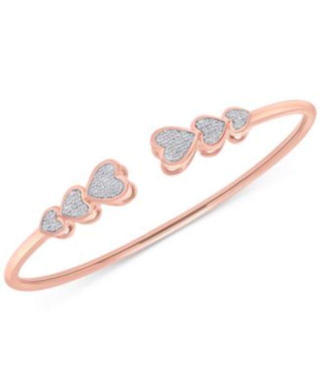 Diamond Heart Lock & Key Braided Mesh Bangle Bracelet (1/4 ct. t.w.) in  Sterling Silver & 14k Rose Gold-Plate