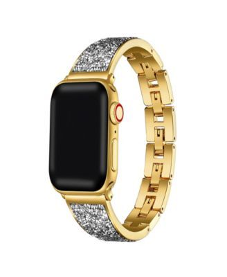 Men's and Women's Gold Tone Stainless Steel Band with Stones for Apple Watch 42mm