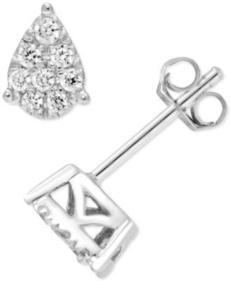 Diamond Teardrop Cluster Stud Earrings (1/4 ct. t.w.) in 10k White Gold