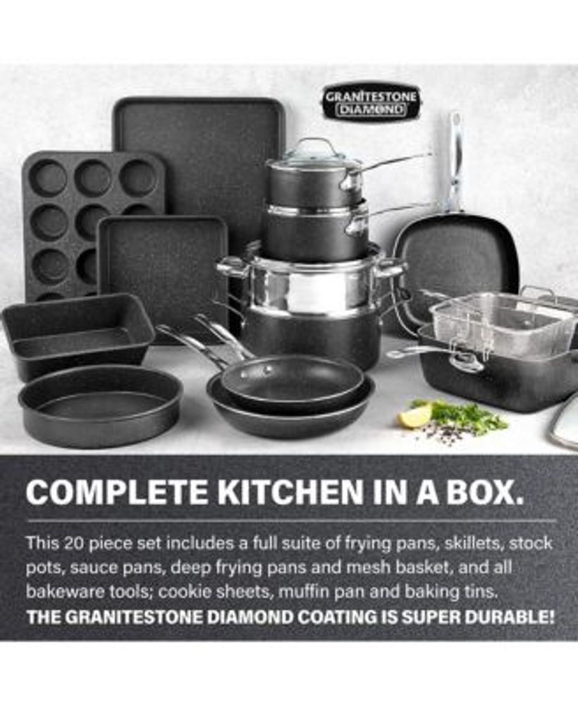 Granite Stone Diamond Titanium Diamond Infused Nonstick 20-Pc. Complete Cookware & Bakeware Set - Emerald Green