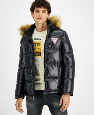 Men's Puffer Jacket With Faux Fur Hood