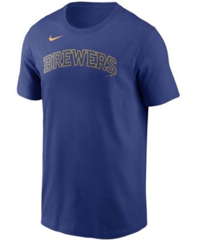 Men's Nike Christian Yelich Royal Milwaukee Brewers Name & Number T-Shirt