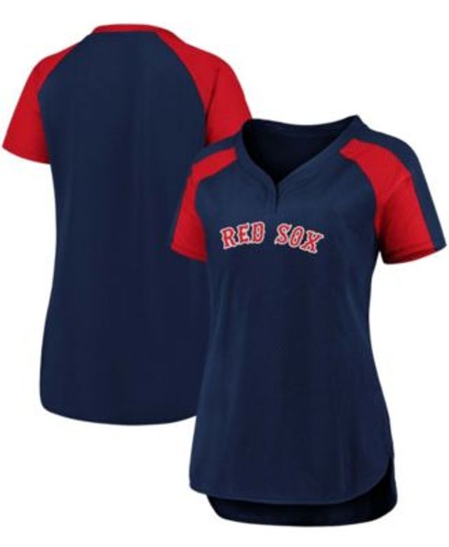 Women's Fanatics Branded Royal/Red Texas Rangers True Classic League Diva Pinstripe Raglan V-Neck T-Shirt