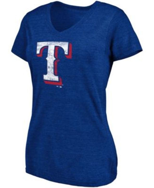 Lids Texas Rangers Fanatics Branded Women's Official Wordmark 3/4 Sleeve  V-Neck T-Shirt - Heathered Royal/White