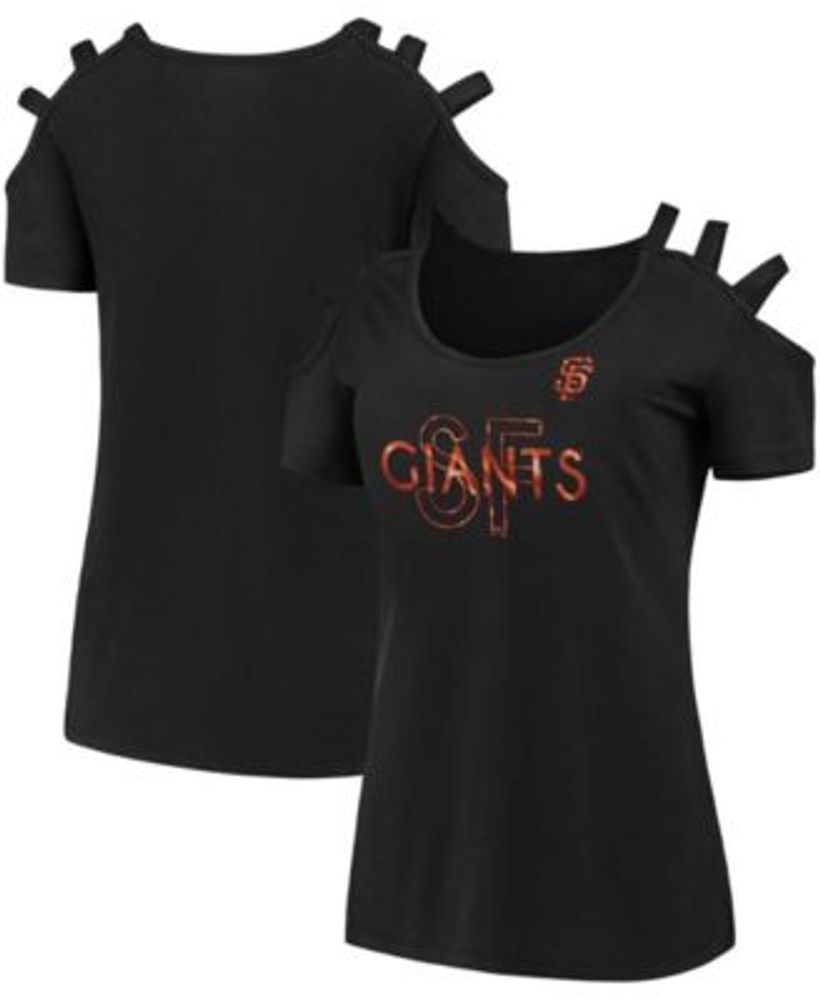 Women's San Francisco Giants Black Oversized Spirit Jersey V-Neck T-Shirt