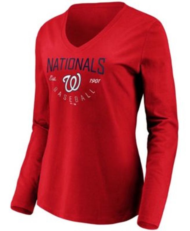 Fanatics Branded Women's Red Los Angeles Angels Core Live for It V-Neck Long Sleeve T-Shirt - Red