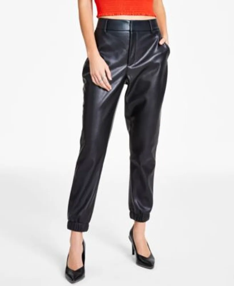 leather jogging pants womens