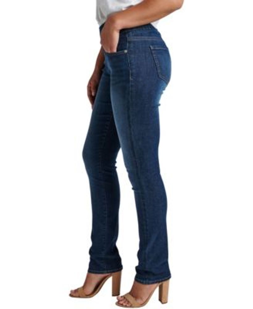 Petite Peri Straight Mid Rise Pull-On Jeans