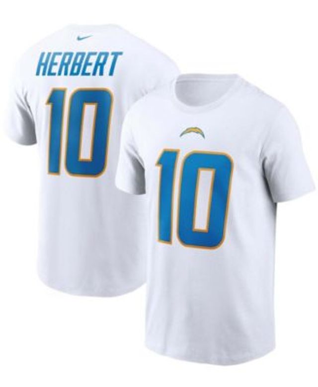 Fanatics Branded Men's Justin Herbert Powder Blue Los Angeles Chargers Player Icon Name and Number T-Shirt - Powder Blue