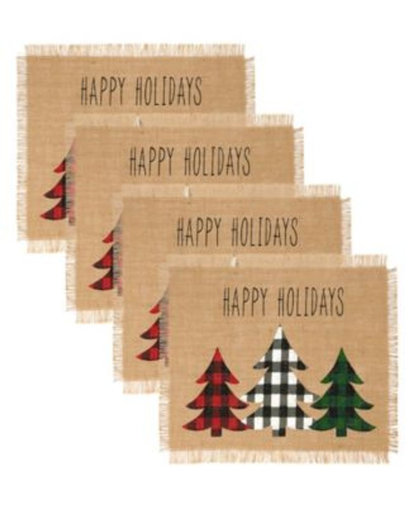 Plaid And Burlap Tree Set of 3