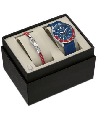 Men's Chronograph Blue Strap Watch 44mm Gift Set, Created for Macy's