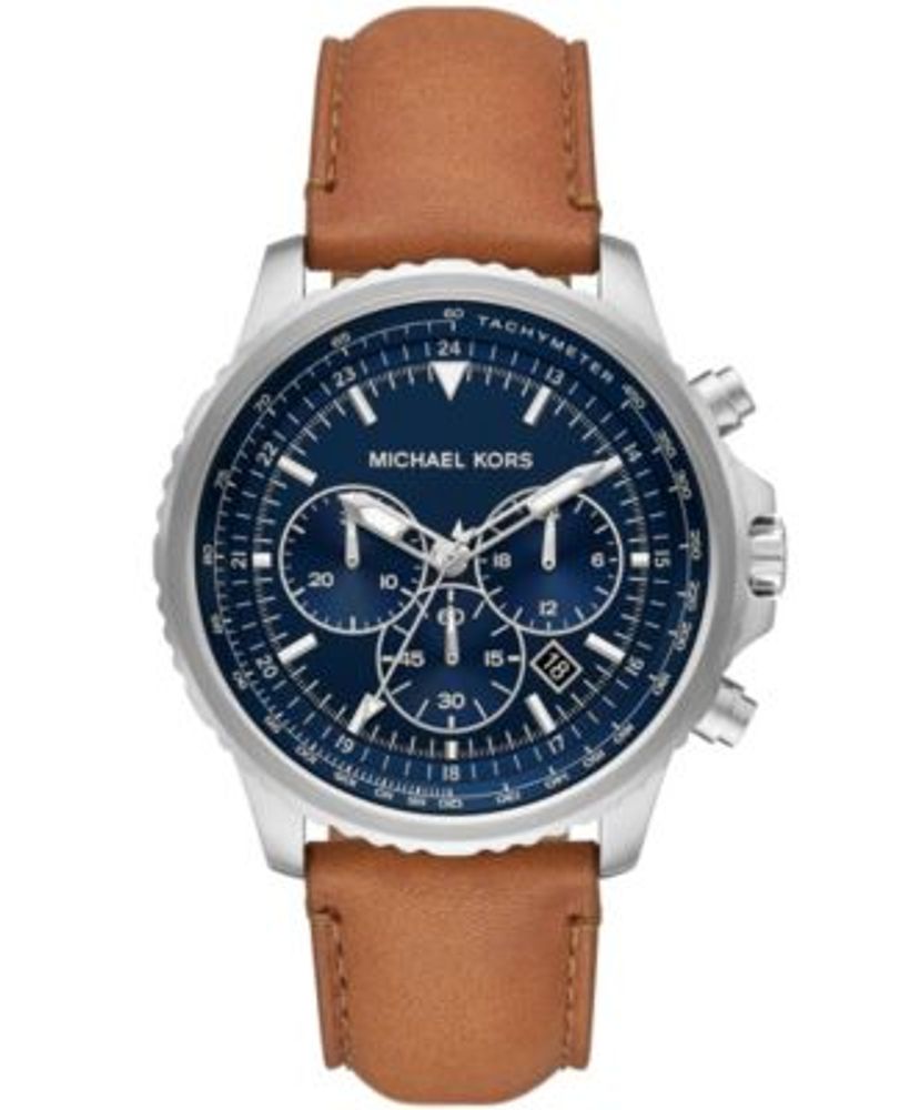 Michael Kors Men's Cortlandt Brown Luggage Leather Strap Watch, 44mm |  Hawthorn Mall