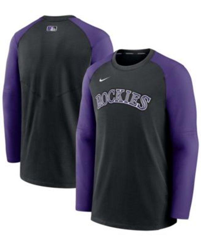 Nike Men's Black, Purple Colorado Rockies Authentic Collection Pregame Performance Pullover Sweatshirt