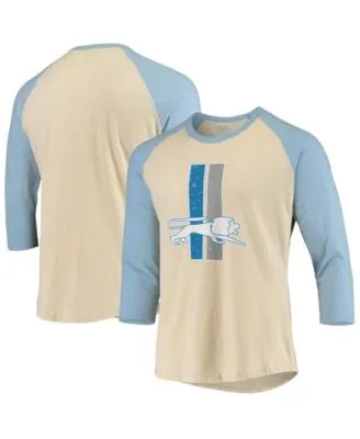 Men's NFL x Darius Rucker Collection by Fanatics Cream/Blue Detroit Lions  Long Sleeve Raglan T-Shirt