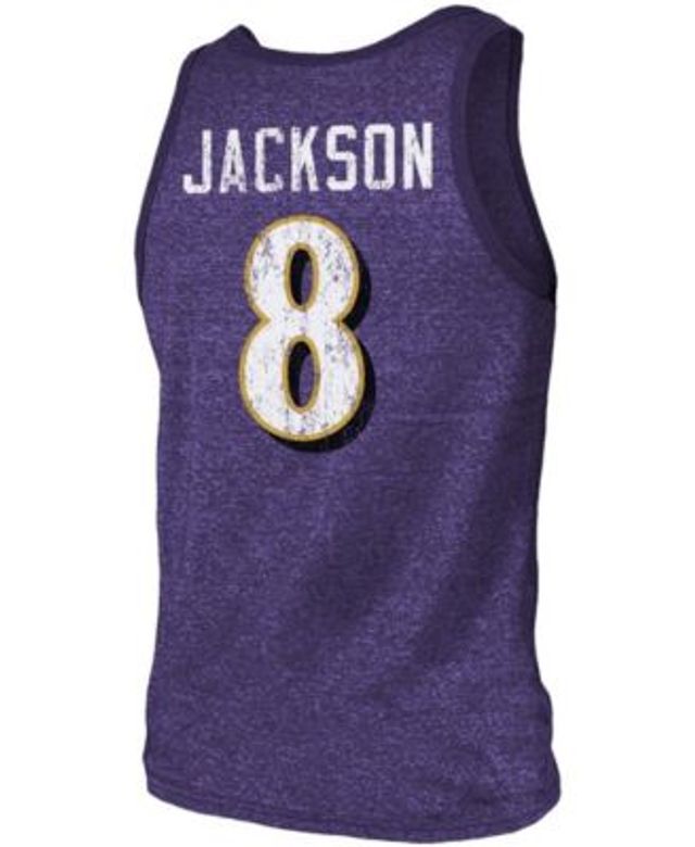 Women's Majestic Threads Lamar Jackson Purple Baltimore Ravens Tri-Blend  Name & Number T-Shirt 