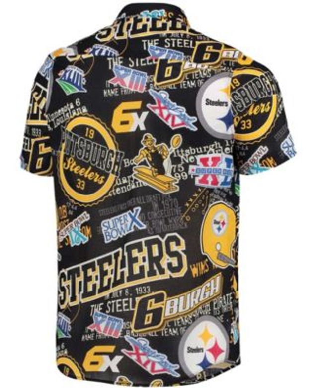 FOCO Pittsburgh Steelers NFL Mens Hawaiian Button Up Shirt - S