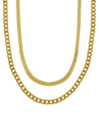 Gold Plated Double Strand Link Necklace 16" + 2" extender