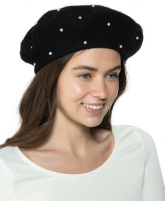 Imitation Pearl Wool Beret, Created for Macy's